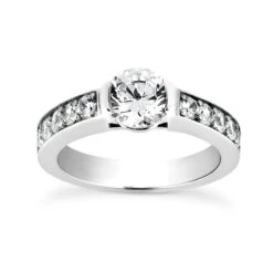 14K White Gold Designer Round Diamond Engagement Ring 0.60ct