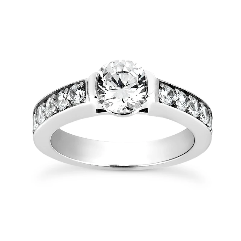 14K White Gold Designer Round Diamond Engagement Ring 0.60ct 1 14K White Gold Designer Round Diamond Engagement Ring 0.60ct