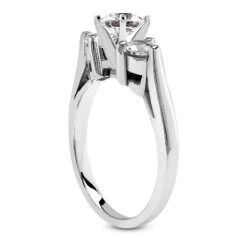 14K White Gold Designer 3 Stone Diamond Engagement Ring 0.80ct -Urban Jewels Shop 14k gold designer diamond engagement ring 080ct p 26363 back white 20220426
