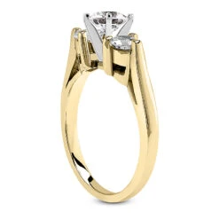 14K White Gold Designer 3 Stone Diamond Engagement Ring 0.80ct -Urban Jewels Shop 14k gold designer diamond engagement ring 080ct p 26363 back yellow 20220426