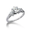14K White Gold Designer 3 Stone Diamond Engagement Ring 0.80ct
