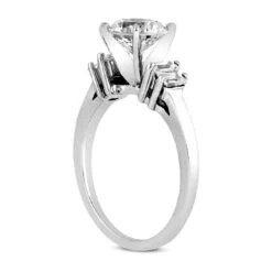 14K White Gold Designer Baguette And Round Diamond Engagement Ring 0.86ct -Urban Jewels Shop 14k gold designer diamond engagement ring 086ct p 25301 back white 20220426