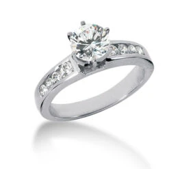 14K White Gold Prong And Channel Set Diamond Engagement Ring 0.90ct
