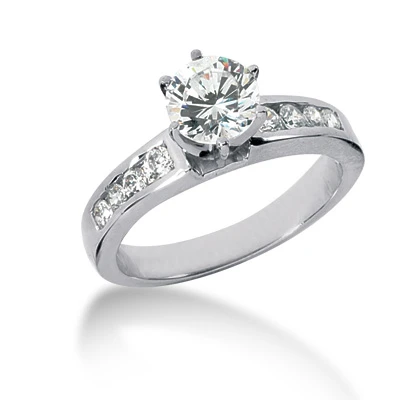 14K White Gold Prong And Channel Set Diamond Engagement Ring 0.90ct 1 14K White Gold Prong And Channel Set Diamond Engagement Ring 0.90ct