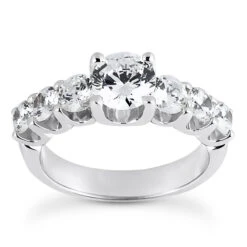 14K White Gold Designer Diamond Engagement Ring 1.45ct