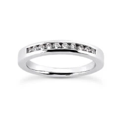 14K White Gold Channel Set Diamond Engagement Ring Band 0.20ct