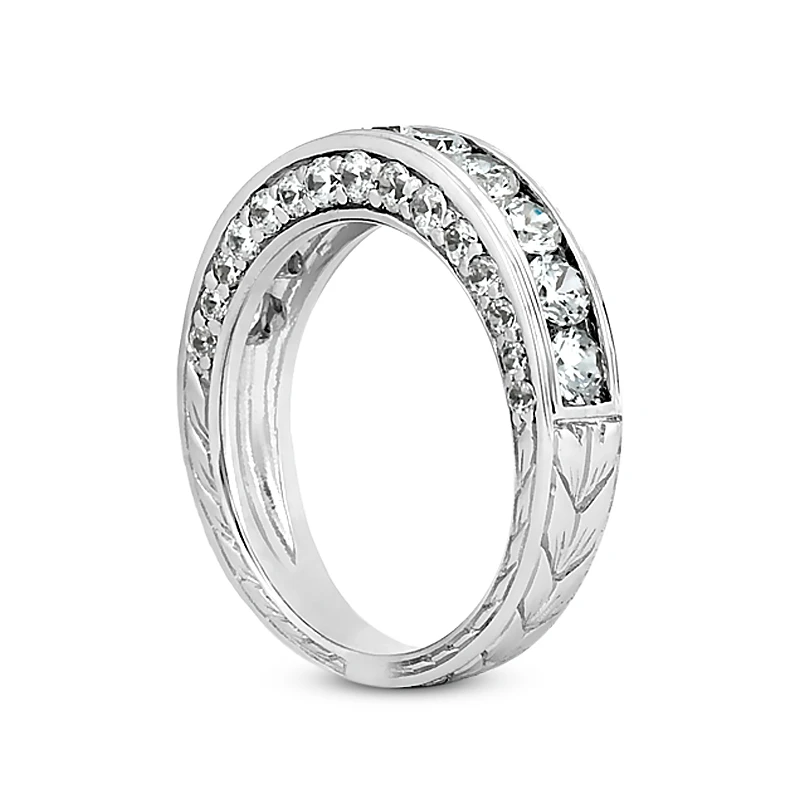 14K White Gold Designer Diamond Engagement Ring Band 1.34ct 4 14K White Gold Designer Diamond Engagement Ring Band 1.34ct - Image 4