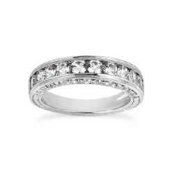 14K White Gold Designer Diamond Engagement Ring Band 1.34ct