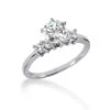 14K White Gold Designer Prong Set Diamond Engagement Ring Set 0.95ct