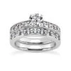 14K White Gold Designer Diamond Engagement Ring Set 1.19ct