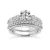 14K White Gold Designer Diamond Engagement Ring Set 1.49ct