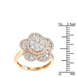 14K Rose Gold Designer Diamond Flower Ladies Cocktail Ring 1.5ct By Luxurman -Urban Jewels Shop 14k gold designer diamond flower ladies cocktail ring 15ct by luxurman rulerro
