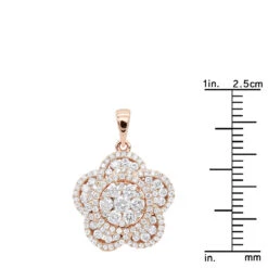 14K Rose Gold Designer Ladies Diamond Flower Pendant 1.25ct By Luxurman -Urban Jewels Shop 14k gold designer ladies diamond flower pendant 125ct by luxurman rulerro