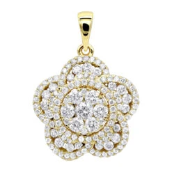 14K Rose Gold Designer Ladies Diamond Flower Pendant 1.25ct By Luxurman -Urban Jewels Shop 14k gold designer ladies diamond flower pendant 125ct by luxurman ye
