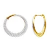 14K Yellow Gold Designer Pave Diamond Hoop Earrings For Women 1 Inch 1.7ct