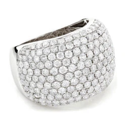 14K White Gold Designer Pave Diamond Ring For Women 5 Carat Wide Anniversary Band