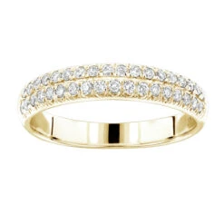 14K Yellow Gold Designer Thin Diamond Wedding Band For Women By Luxurman 0.42ct