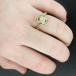 14K Yellow Gold Diamond Cluster Ring 0.56ct -Urban Jewels Shop 14k gold diamond cluster ring 056ct p 40595bod