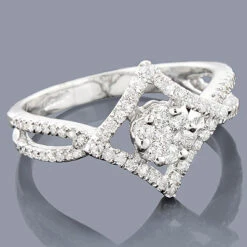 14K White Gold Diamond Cluster Ring 0.66ct