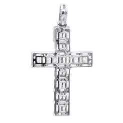 Luxurman 4 Carat Round & Baguette Diamond Cross Pendant For Men 14K Yellow Gold -Urban Jewels Shop 14k gold diamond cross pendant for men 4 carats round baguette diamonds 803240 back white