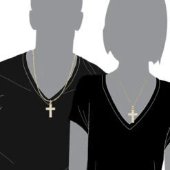 Luxurman 4 Carat Round & Baguette Diamond Cross Pendant For Men 14K Yellow Gold -Urban Jewels Shop 14k gold diamond cross pendant for men 4 carats round baguette diamonds 803240 body yellow