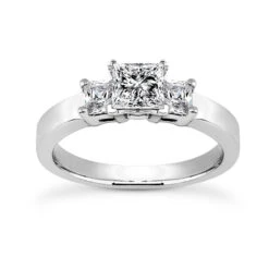 14K White Gold Prong Set Diamond Designer Engagement Ring 0.84ct