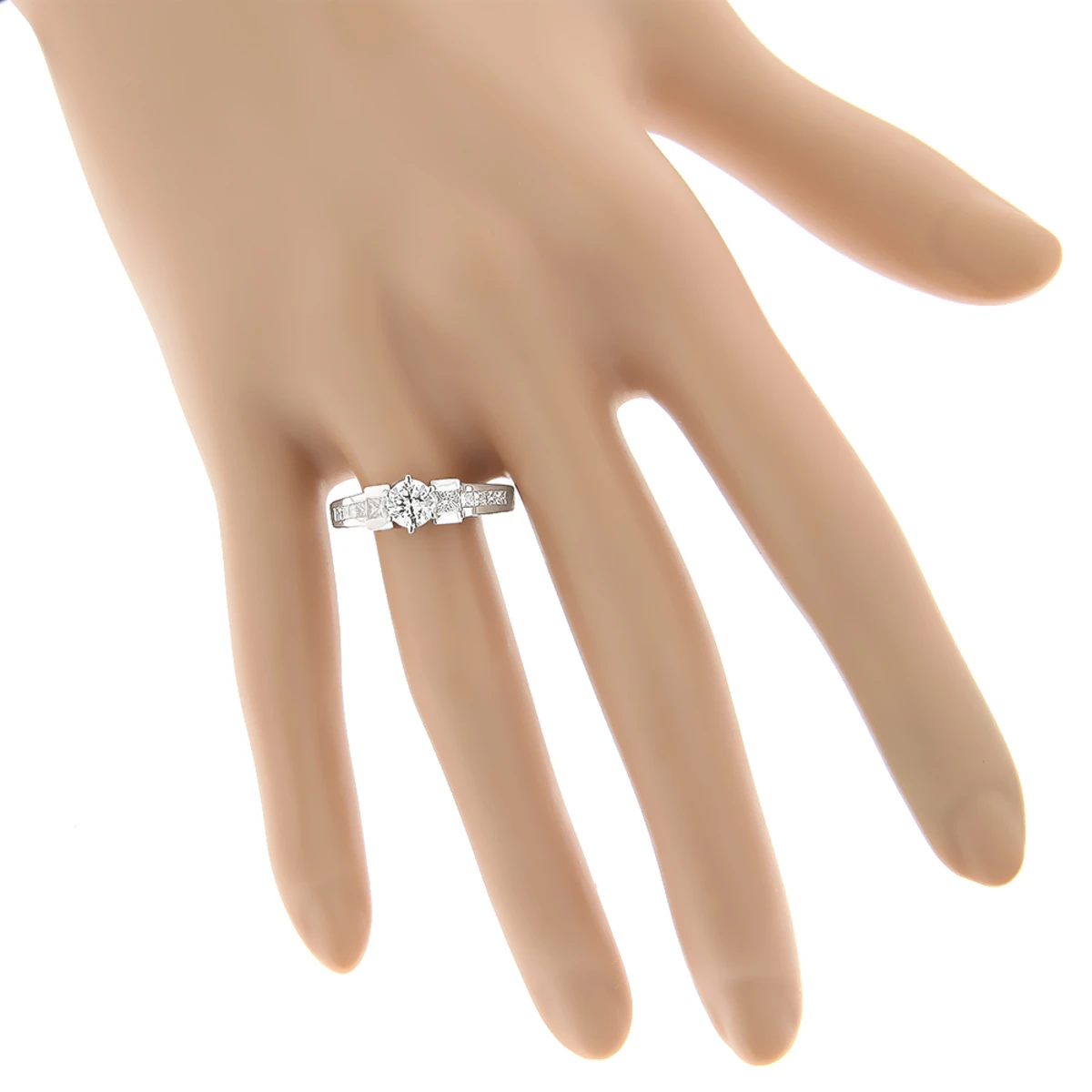 14K White Gold Handmade Diamond Designer Engagement Ring 1.26ct 5 14K White Gold Handmade Diamond Designer Engagement Ring 1.26ct - Image 5