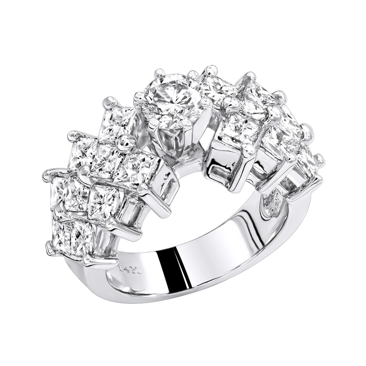 14K White Gold Diamond Designer Engagement Ring 3.56ct 1 14K White Gold Diamond Designer Engagement Ring 3.56ct
