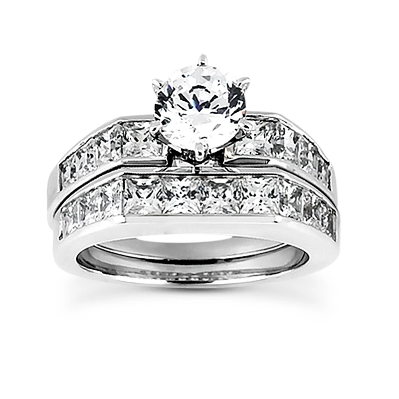 14K White Gold Diamond Designer Engagement Ring Set 2.94ct 1 14K White Gold Diamond Designer Engagement Ring Set 2.94ct