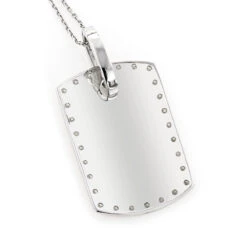 14K White Gold Diamond Dog Tag Military Pendant 0.70ct -Urban Jewels Shop 14k gold diamond dog tag military pendant 070ct p 6989 backwh
