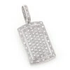 14K White Gold Diamond Dog Tag Pendant Round Diamonds 0.5ct