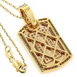 Small 14K Yellow Gold Diamond Dog Tag Pendant Round Diamonds 0.87ct -Urban Jewels Shop 14k gold diamond dog tag pendant round diamonds 087ct p 244 backye