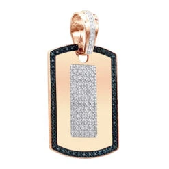 14K Yellow Gold Diamond Dog Tag Pendant White And Blue Diamonds 1.95ct -Urban Jewels Shop 14k gold diamond dog tag pendant white and blue diamonds 195ct ro