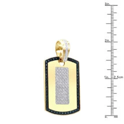 14K Yellow Gold Diamond Dog Tag Pendant White And Blue Diamonds 1.95ct -Urban Jewels Shop 14k gold diamond dog tag pendant white and blue diamonds 195ct rulerye