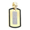 14K Yellow Gold Diamond Dog Tag Pendant White And Blue Diamonds 1.95ct