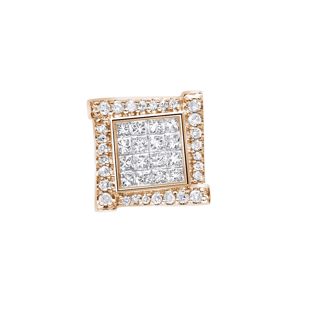 14K White Gold Diamond Earring For Men Single Stud Princess Round Diamonds 0.5ct 4 14K White Gold Diamond Earring For Men Single Stud Princess Round Diamonds 0.5ct - Image 4