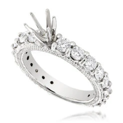 14K White Gold Diamond Engagement Ring Mounting 1.76ct