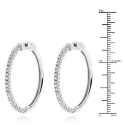 14K White Gold Diamond Hoop Earrings 1.2ct 10 14K White Gold Diamond Hoop Earrings 1.2ct -Urban Jewels Shop 14k gold diamond hoop earrings 126ct p 40994 rulerwh