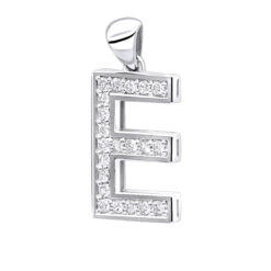 14K White Gold Diamond Initial Letter Pendant 0.33ct