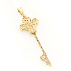 14K Yellow Gold Diamond Key Necklace 0.5ct -Urban Jewels Shop 14k gold diamond key necklace 095ct p 7100 backye