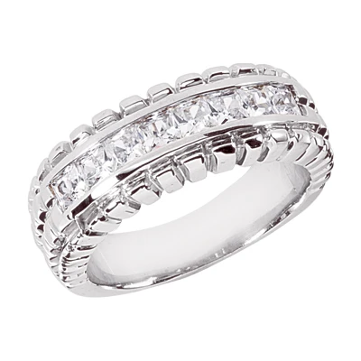 14K White Gold Diamond Men's Wedding Band 1.36ct 1 14K White Gold Diamond Men's Wedding Band 1.36ct