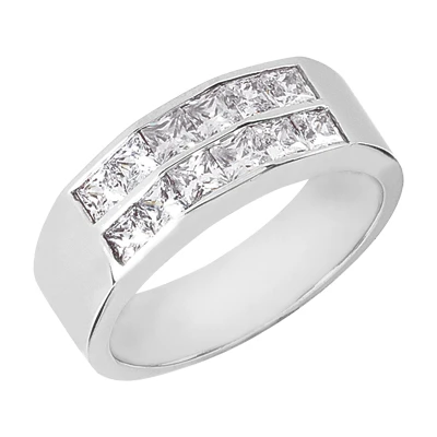 14K White Gold Diamond Men's Wedding Band 2.04ct 1 14K White Gold Diamond Men's Wedding Band 2.04ct