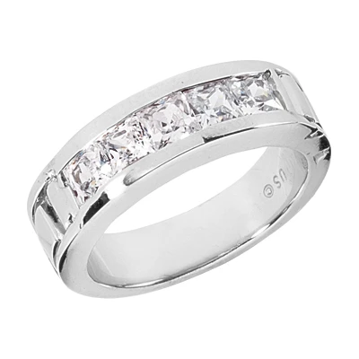 14K White Gold Diamond Men's Wedding Band 2ct 6.7mm 1 14K White Gold Diamond Men's Wedding Band 2ct 6.7mm