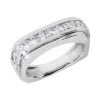 14K White Gold Diamond Men's Wedding Ring 1.54ct