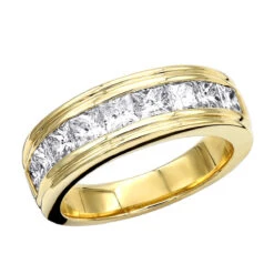 14K Yellow Gold Diamond Men's Wedding Ring 2.43ct