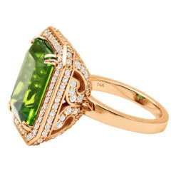 14K White Gold Diamond Peridot Quartz Cocktail Ring 13ct -Urban Jewels Shop 14k gold diamond peridot quartz cocktail ring 13ct back rose