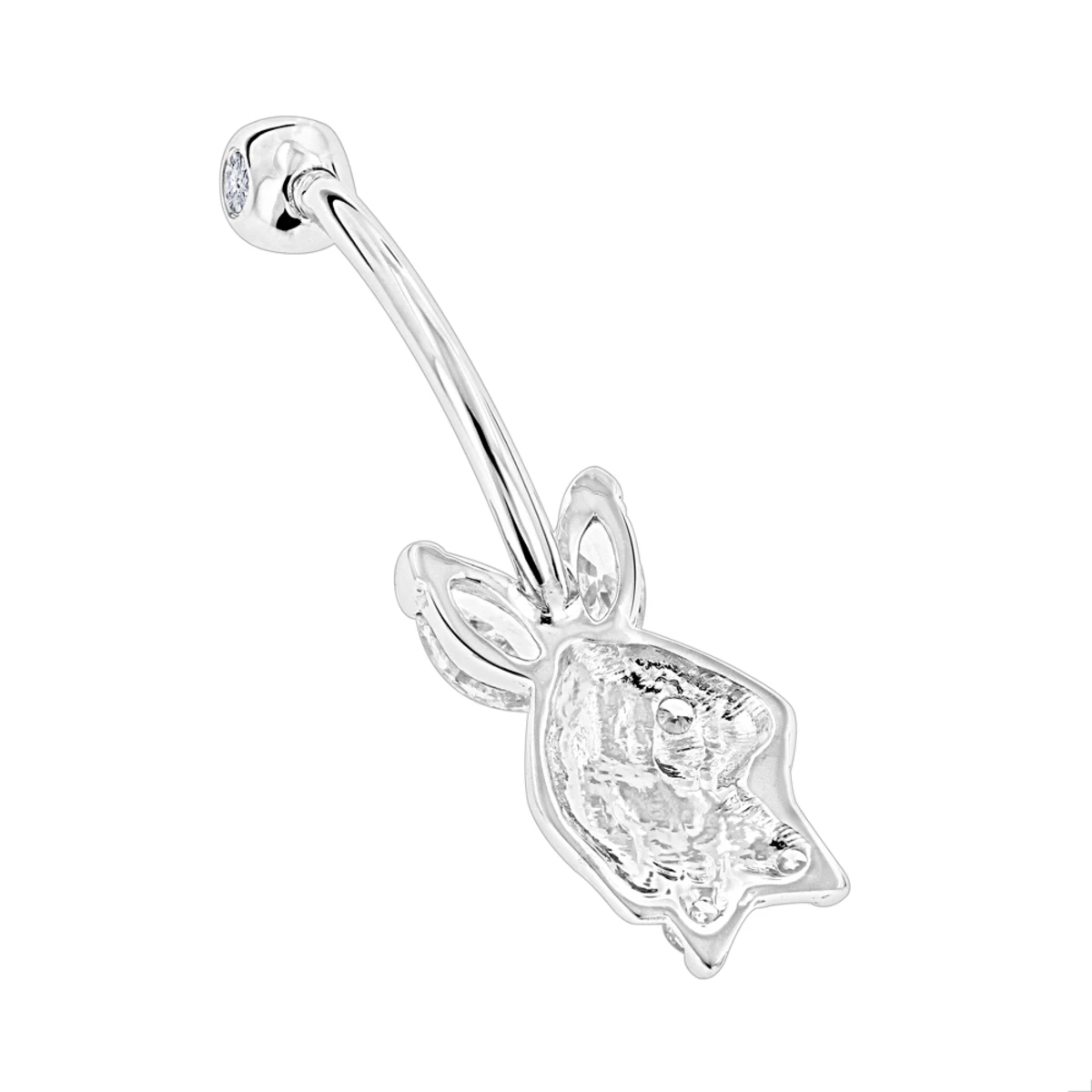 14K White Gold Genuine Diamond Playboy Bunny Belly Button Ring 1.06ct 4 14K White Gold Genuine Diamond Playboy Bunny Belly Button Ring 1.06ct - Image 4