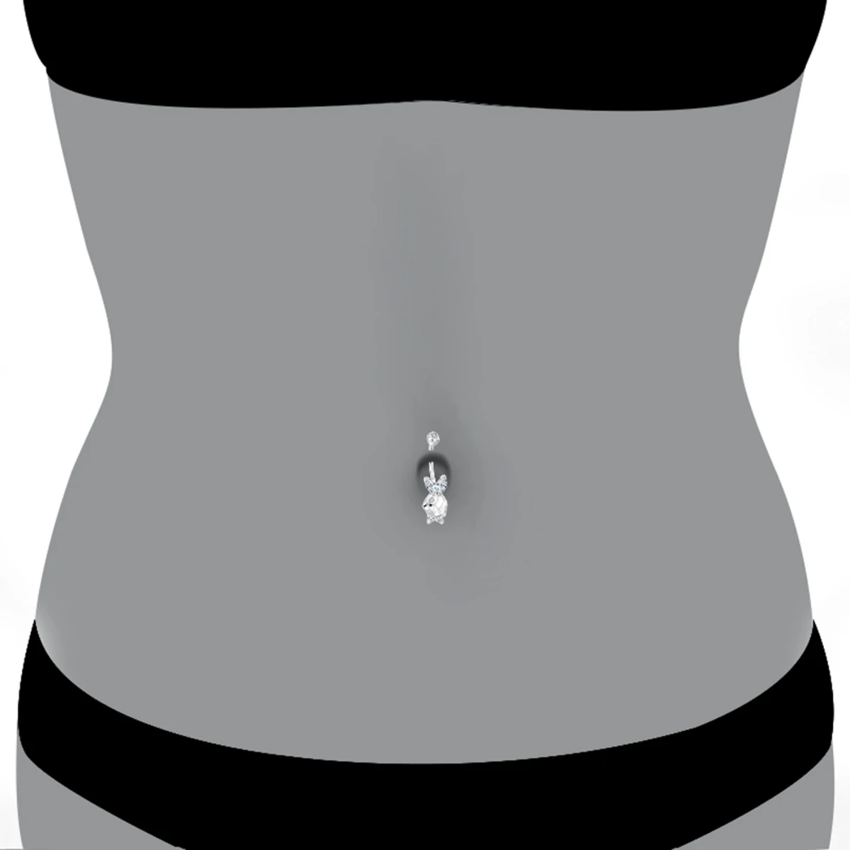 14K White Gold Genuine Diamond Playboy Bunny Belly Button Ring 1.06ct 6 14K White Gold Genuine Diamond Playboy Bunny Belly Button Ring 1.06ct - Image 6