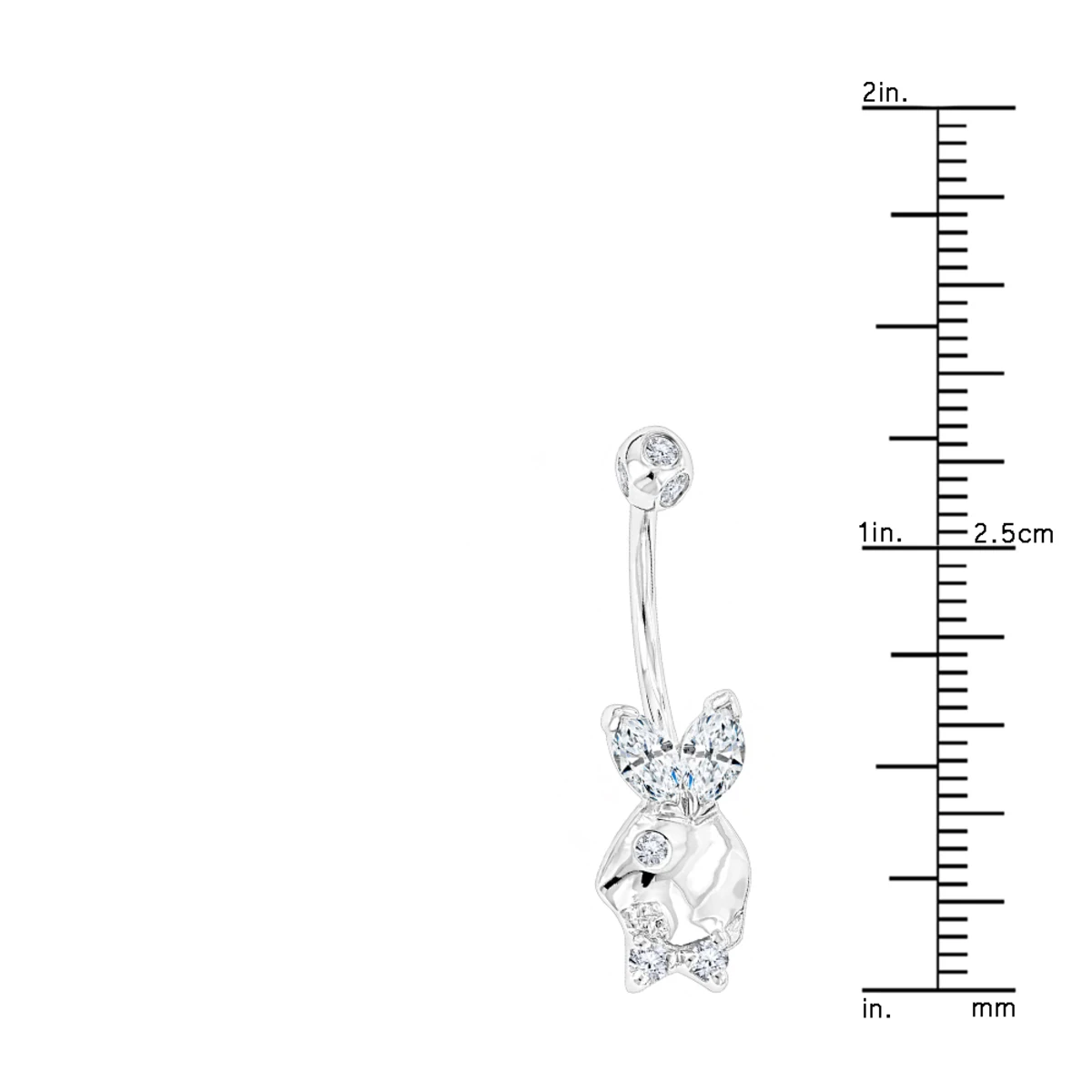 14K White Gold Genuine Diamond Playboy Bunny Belly Button Ring 1.06ct 5 14K White Gold Genuine Diamond Playboy Bunny Belly Button Ring 1.06ct - Image 5