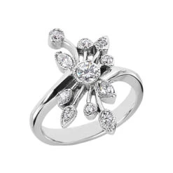 14K White Gold Diamond Right Hand Women's Ring 0.40ct